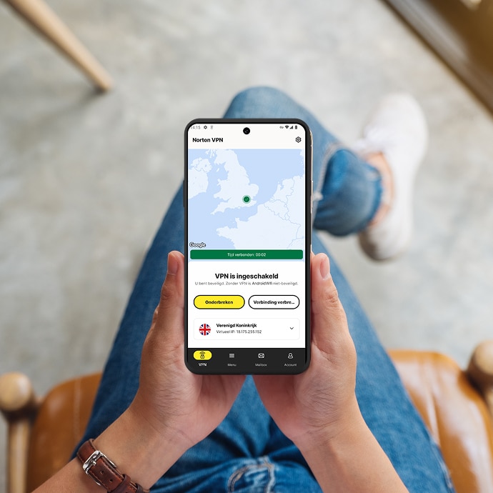 Telefoon met VPN aan op het scherm