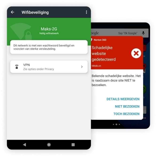 Wifi-beveilingsapp op een tablet en telefoon